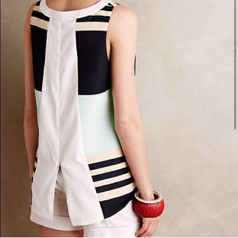 Troubadour Stripe Split Back Color Block Blouse 4 - image 2
